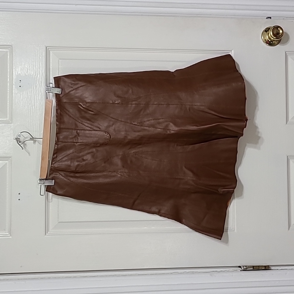 Vintage brown leather tulip skirt size 4